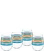 Color:Multi - Image 1 - Rainbow Radiance Stripe Stemless Wine Glasses, Set of 4