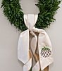 Fig & Dove Checked Taupe Pumpkin Embroidered Wreath Sash - Image 1
