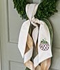 Fig & Dove Checked Taupe Pumpkin Embroidered Wreath Sash - Image 4