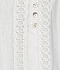 Figueroa & Flower Embriordered Crew Neck 3/4 Bell Sleeve Lace Detail Blouse, Color:White - Image 4
