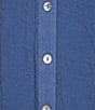 Color:Denim - Image 5 - Lace Yoke 3/4 Sleeve Split V-Neck Button Front Peasent Blouse