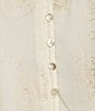 Figueroa & Flower Petite Size Embriordered Ruffle Split-V-Neck Long Sleeve Button-Front Top, Color:Ivory - Image 4