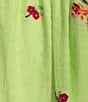 Color:Lime - Image 4 - Yoke Inset Trim Detail Embroidered 3/4 Balloon Sleeve Popover Blouse