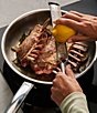 Color:Silver - Image 2 - Steelux® Pro Stainless Steel 9.5#double; Fry Pan