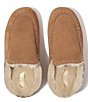 Color:Desert Tan - Image 5 - Chrissie II Haus Crochet-Stitch Suede Shearling Lined Slippers