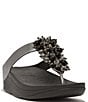 Color:Pewter Black - Image 1 - Fino Bauble Bead Thong Wedge Sandals