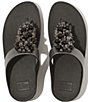 Color:Pewter Black - Image 4 - Fino Bauble Bead Thong Wedge Sandals