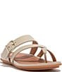Color:Stone Beige - Image 1 - Gracie Buckle Leather Strappy Toe Post Sandals