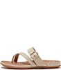 Color:Stone Beige - Image 2 - Gracie Buckle Leather Strappy Toe Post Sandals