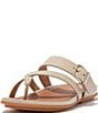 Color:Stone Beige - Image 3 - Gracie Buckle Leather Strappy Toe Post Sandals