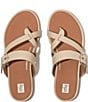 Color:Stone Beige - Image 4 - Gracie Buckle Leather Strappy Toe Post Sandals