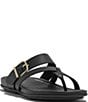 Color:Black - Image 1 - Gracie Buckle Leather Strappy Toe Post Sandals