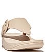 Color:Stone Beige - Image 1 - Lulu Leather Toe-Post Thong Sandals