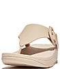 Color:Stone Beige - Image 3 - Lulu Leather Toe-Post Thong Sandals