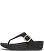 Color:Black - Image 2 - Lulu Crystal-Buckle Leather Toe-Post Sandals