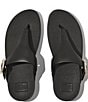 Color:Black - Image 4 - Lulu Crystal-Buckle Leather Toe-Post Sandals