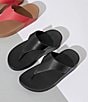 Color:Black - Image 6 - Lulu Leather Platform Thong Flip-Flops