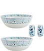 Fitz and Floyd Sicily Serve Bowls and Salt and Pepper Shakers Set, Color:Blue - Image 1