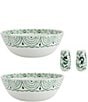 Fitz and Floyd Sicily Serve Bowls and Salt and Pepper Shakers Set, Color:Green - Image 1