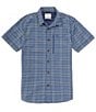 Color:Indigo Blue - Image 1 - Abisko Hike Plaid Print Short-Sleeve Woven Shirt
