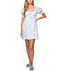 Flag and Anthem Aubrey Puff Sleeve Floral-Printed Mini Dress, Color:Blue - Image 1