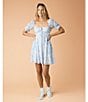 Flag and Anthem Aubrey Puff Sleeve Floral-Printed Mini Dress, Color:Blue - Image 3