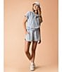Flag and Anthem Burleigh High Rise Knit/Terry Shorts, Color:Indigo - Image 3