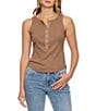 Flag and Anthem Denning Ribbed Knit Henley Tank Top - Image 1