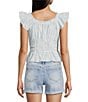 Flag and Anthem Elena Short Flutter Sleeve Light Printed Top - Image 2
