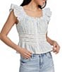 Flag and Anthem Elena Short Flutter Sleeve Light Printed Top - Image 1
