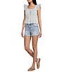 Flag and Anthem Elena Short Flutter Sleeve Light Printed Top - Image 3