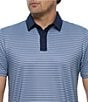 Color:Navy Combo - Image 3 - Farmingdale Mini-Stripe Short Sleeve Performance Polo Shirt