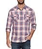 Color:Navy/Red/White - Image 1 - Hays Long Sleeve Vintage-Wash Plaid Woven Shirt