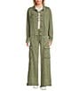 Flag and Anthem Holley Knit Cropped Utility Jacket, Color:Olive - Image 3