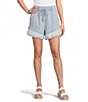 Flag and Anthem Jolene Stripe Lace Hem Drawstring Shorts - Image 1