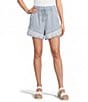 Flag and Anthem Jolene Stripe Lace Hem Drawstring Shorts - Image 1