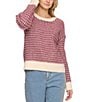 Flag and Anthem Long Sleeve Michie Two-Tone Wool-Blend Sweater, Color:Berry - Image 1