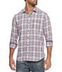 Color:Mauve/Navy/White - Image 1 - Lovern Long Sleeve Vintage-Inspired Plaid Woven Shirt