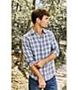 Flag and Anthem Loxley Vintage Plaid Long Sleeve Woven Shirt, Color:Blue/White/Mauve - Image 3