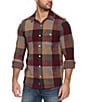 Flag and Anthem Mathis Long Sleeve Box Plaid Flannel Performance Shirt, Color:Maroon/Grey/Tan - Image 1