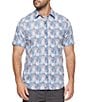Color:Blue Multi - Image 1 - Puckett Hibiscus Printed Short Sleeve Vintage Washed Shirt