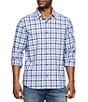 Color:Blue - Image 1 - Richardson Long Sleeve Plaid Woven Shirt