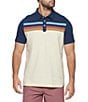 Color:Antique White/Navy - Image 1 - Tailored Fit Short Sleeve Millville Slub Polo Shirt