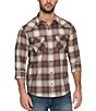 Flag and Anthem Topeka MadeFlex UPF Performance Long Sleeve Plaid Western Shirt, Color:Brown/Cream - Image 1