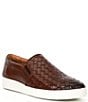 Color:Mahogany - Image 1 - Men's Cameron Woven Leather Gore Slip-Ons