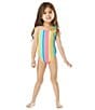 Color:Multi - Image 3 - Baby Girls 2T-6X Vertical Stripe One-Piece Swimsuit