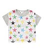 Color:Heather Gray - Image 1 - Little Girls 2T-6X Short Sleeve Star Sequin Printed Top