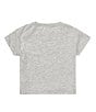 Color:Heather Gray - Image 2 - Little Girls 2T-6X Short Sleeve Star Sequin Printed Top