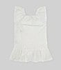 Color:White - Image 2 - Little Girls 2T-6X Flutter Sleeve Stretch Crocheted Swim Coverup