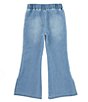 Color:Light Denim - Image 2 - Little Girls 2T-6X Fun Embroidery Print Flare Leg Denim Jeans